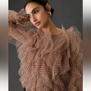 Anthropologie Dolan Left Coast Mesh Ruffle Top - Medium